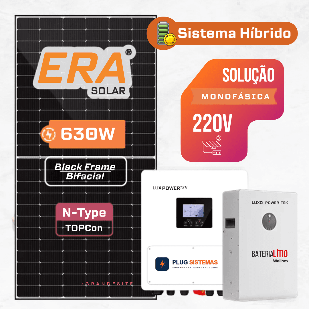 Gerador de Energia 3.78 KWP - Mono/220v Hibrido Luxpower com Bateria S/Estrutura