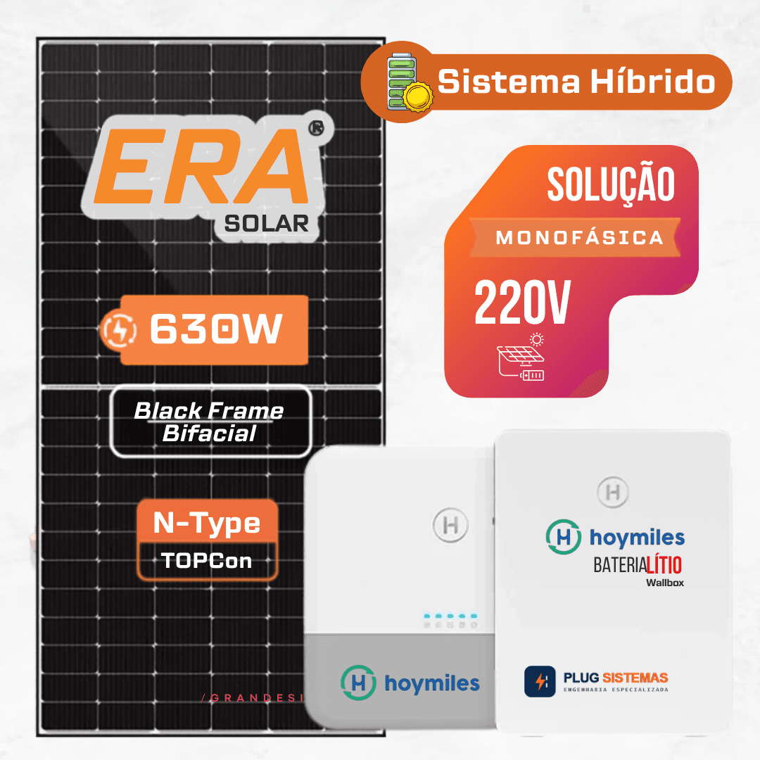 Gerador de Energia 3.78 KWP - Mono/220v Hibrido Hoymiles com Bateria S/Estrutura