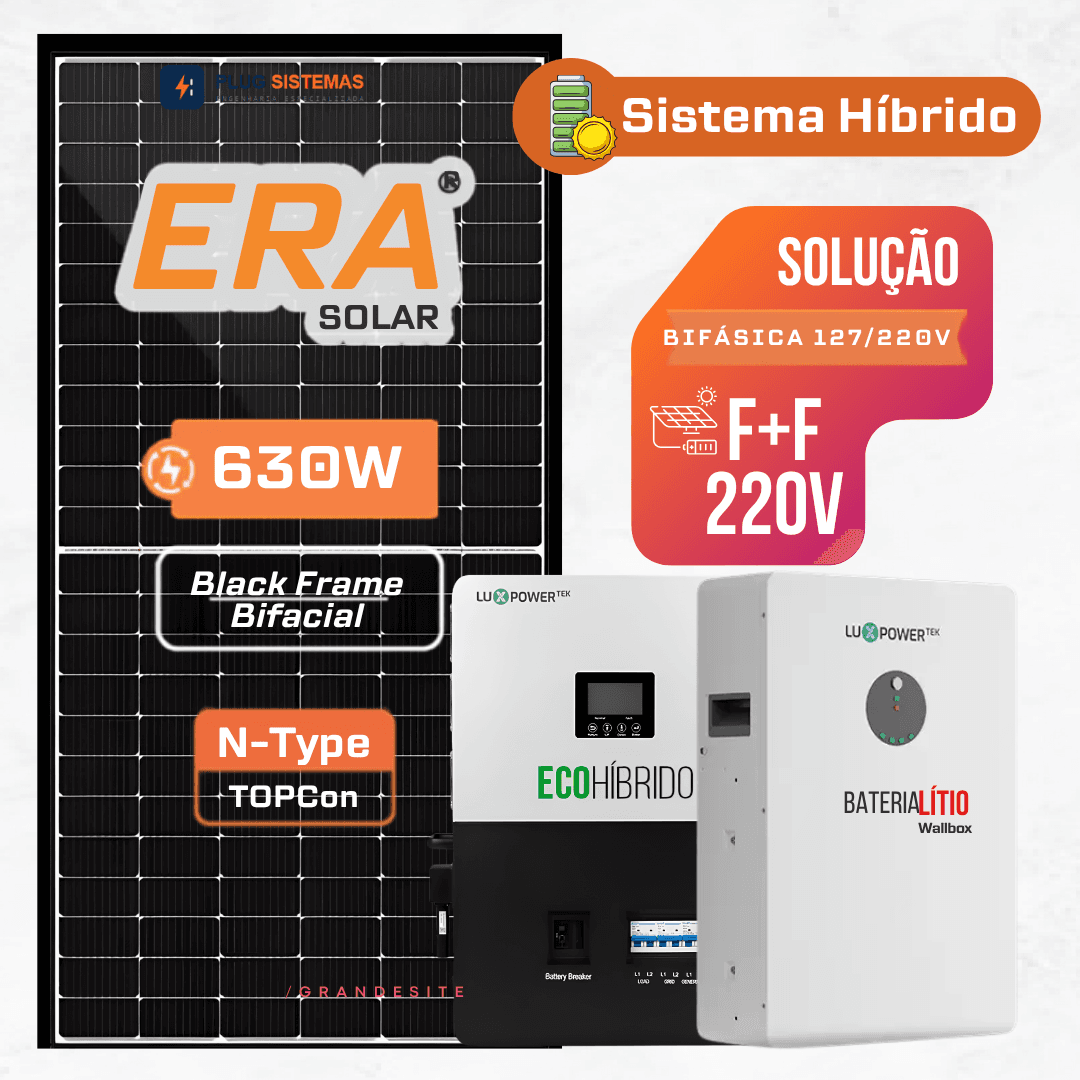 Gerador de Energia 3.78 KWP 127/220V - Hibrido Luxpower com Bateria S/Estrutura