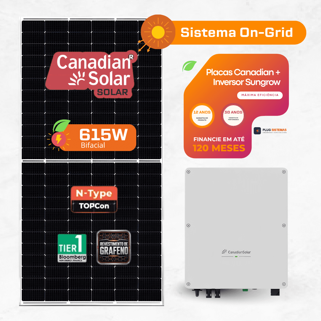 Gerador Energia 8.61 kWP Canadian Inv CSI-7.5K-S2203A-E - Mod 615wp
