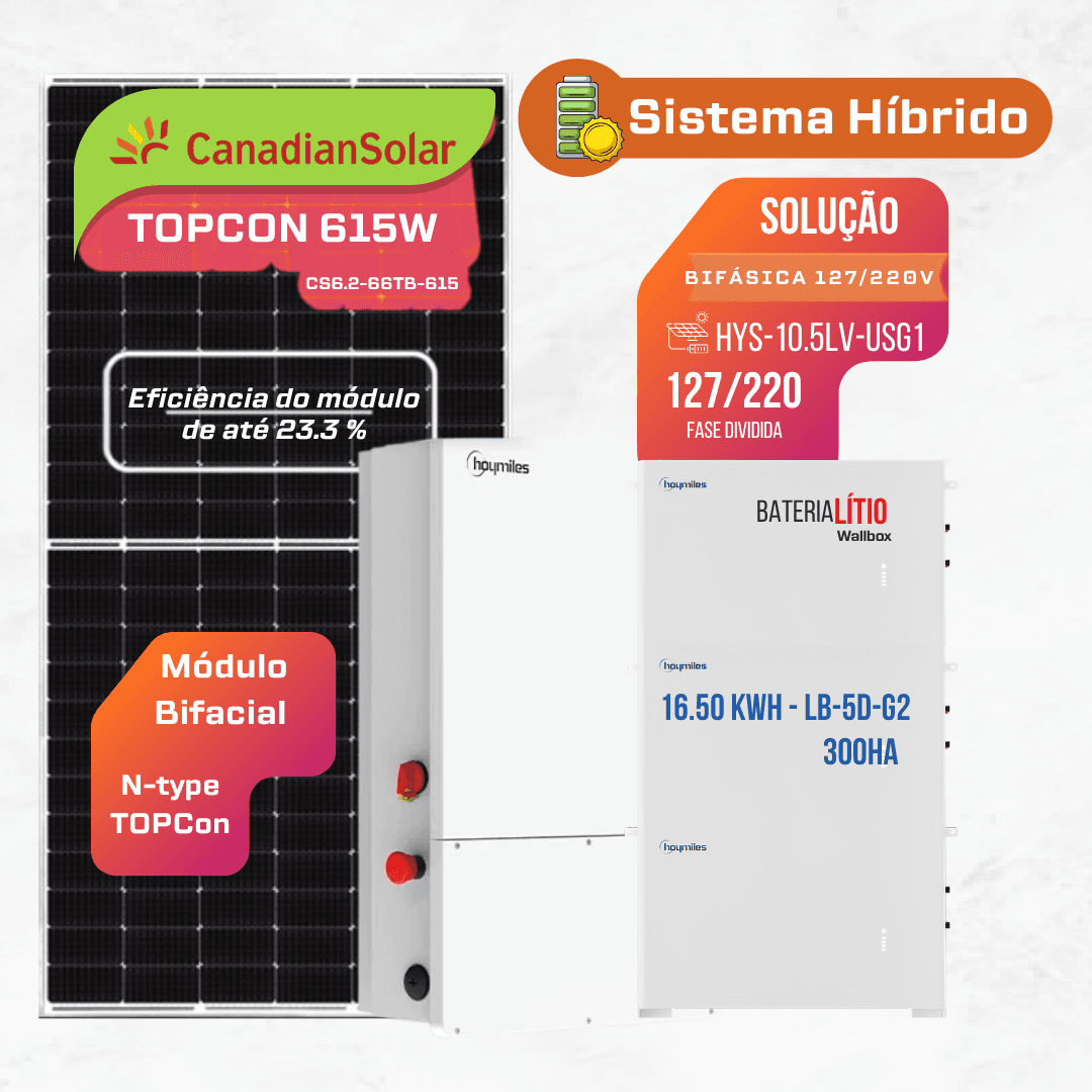 GF INV 10,5KW Hibrido 03 Bateria 5.5 kWh Hoymiles 127/220V 6,15 kWp