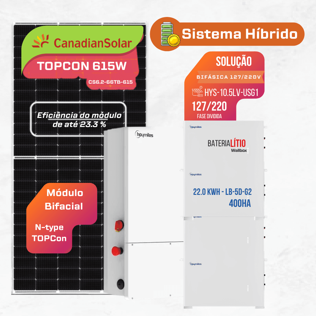 GF INV 10,5KW Hibrido 04 Bateria 5.5 kWh Hoymiles 127/220V 8,61 kWp